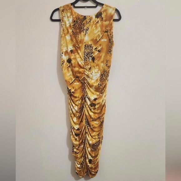 Ashro sleeveless Ruched Leopard  bodycon dress women size 12 - Picture 5 of 6